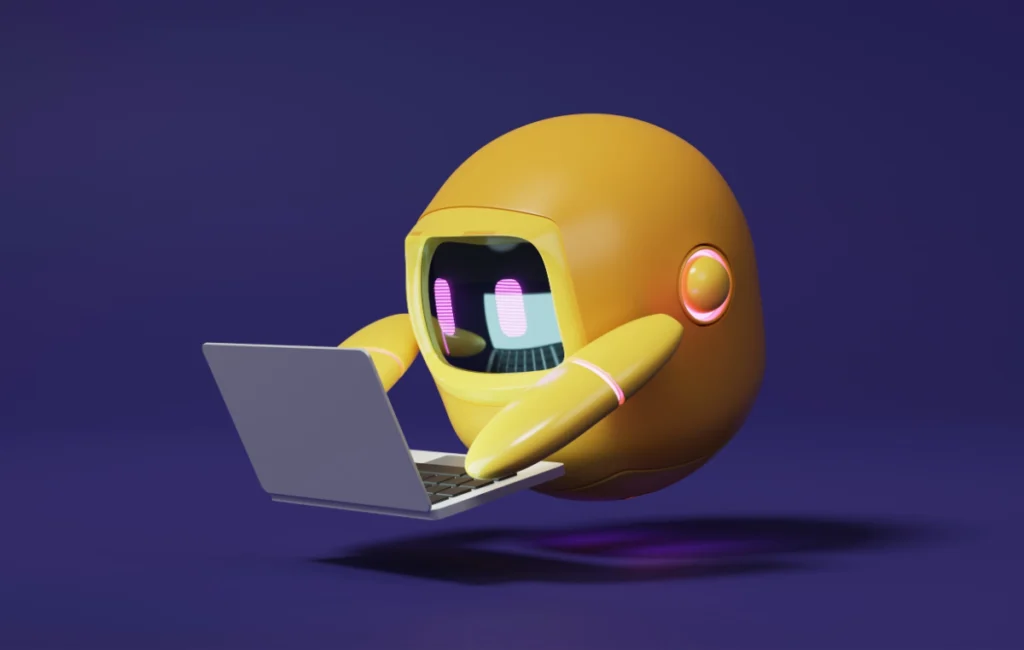 AI chatbot behind a laptop